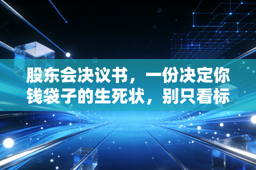 股东会决议书，一份决定你钱袋子的生死状，别只看标题就划走