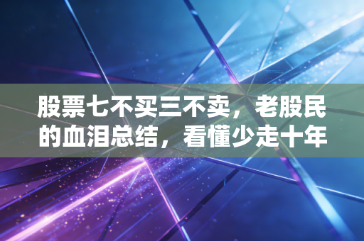 股票七不买三不卖,老股民的血泪总结,看懂少走十年弯路