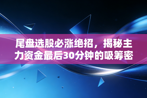 尾盘选股必涨绝招，揭秘主力资金最后30分钟的吸筹密码与实战心法