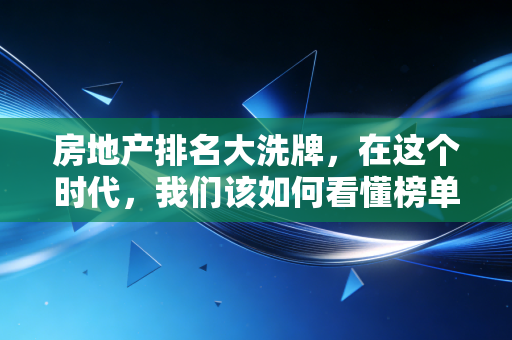 房地产排名大洗牌，在这个时代，我们该如何看懂榜单里的安全感？
