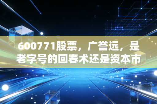 600771股票,广誉远,是老字号的回春术还是资本市场的迷魂汤?