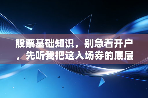 股票基础知识，别急着开户，先听我把这入场券的底层逻辑讲透