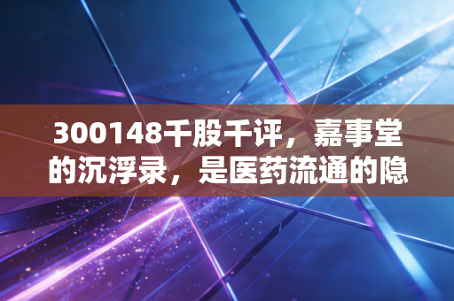300148千股千评，嘉事堂的沉浮录，是医药流通的隐形冠军还是被遗忘的角落？