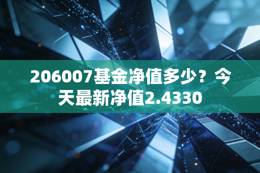 206007基金净值多少?今天最新净值2.4330