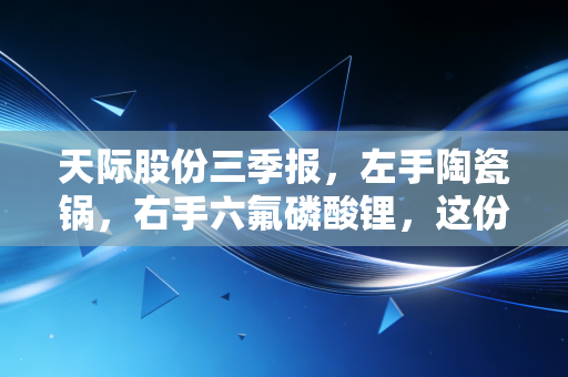 天际股份三季报，左手陶瓷锅，右手六氟磷酸锂，这份双面成绩单到底藏着什么秘密？