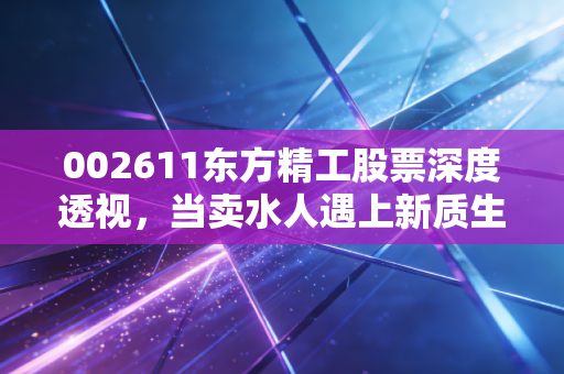002611东方精工股票深度透视，当卖水人遇上新质生产力，这波浪潮能追吗？