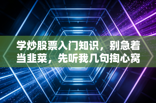 学炒股票入门知识,别急着当韭菜,先听我几句掏心窝子的话