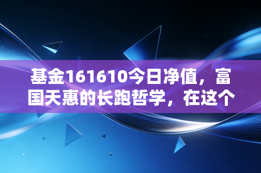 基金161610今日净值，富国天惠的长跑哲学，在这个震荡市里我们还能信朱少醒吗？