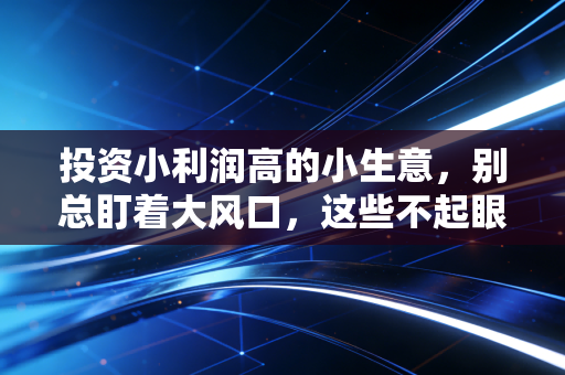 投资小利润高的小生意,别总盯着大风口,这些不起眼的角落才藏着暴利