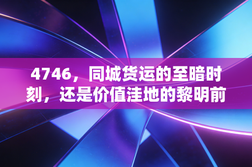 4746,同城货运的至暗时刻,还是价值洼地的黎明前夜?