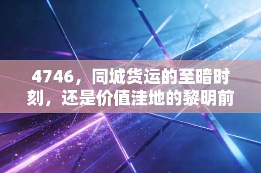 4746,同城货运的至暗时刻,还是价值洼地的黎明前夜?