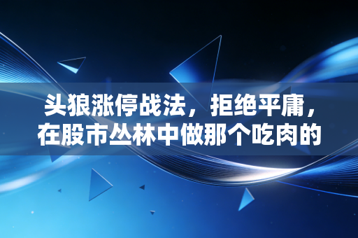 头狼涨停战法，拒绝平庸，在股市丛林中做那个吃肉的领跑者