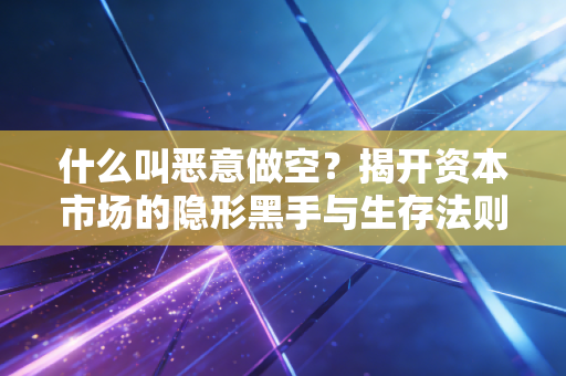 什么叫恶意做空？揭开资本市场的隐形黑手与生存法则