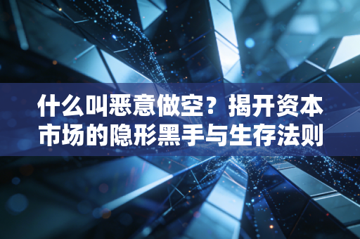 什么叫恶意做空？揭开资本市场的隐形黑手与生存法则