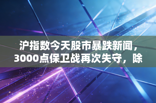 沪指数今天股市暴跌新闻，3000点保卫战再次失守，除了焦虑我们还能做些什么？