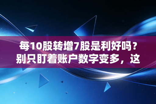 每10股转增7股是利好吗？别只盯着账户数字变多，这背后的资本游戏你必须看懂