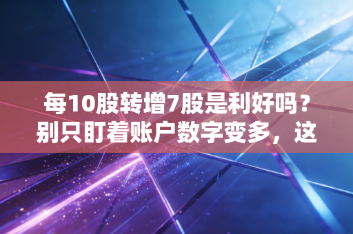 每10股转增7股是利好吗？别只盯着账户数字变多，这背后的资本游戏你必须看懂