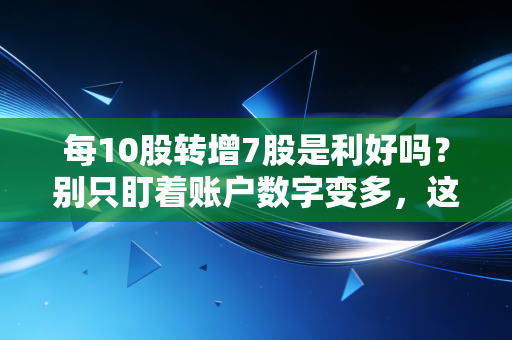 每10股转增7股是利好吗？别只盯着账户数字变多，这背后的资本游戏你必须看懂
