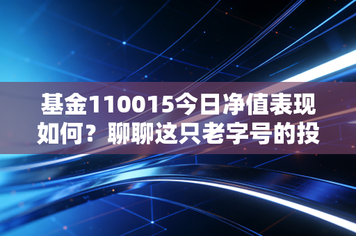 基金110015今日净值表现如何？聊聊这只老字号的投资心路历程
