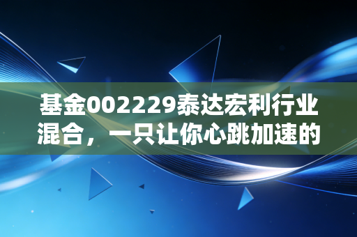 基金002229泰达宏利行业混合，一只让你心跳加速的过山车基金，到底该不该拿？
