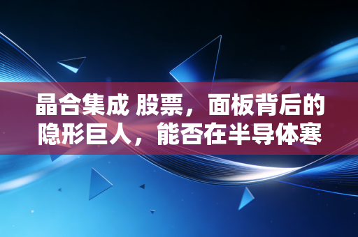 晶合集成 股票，面板背后的隐形巨人，能否在半导体寒冬中杀出重围？