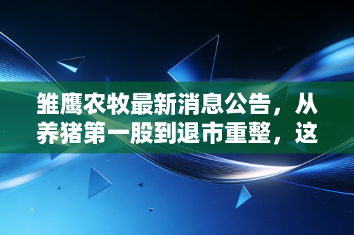 雏鹰农牧最新消息公告，从养猪第一股到退市重整，这场资本大戏到底给我们留下了什么？