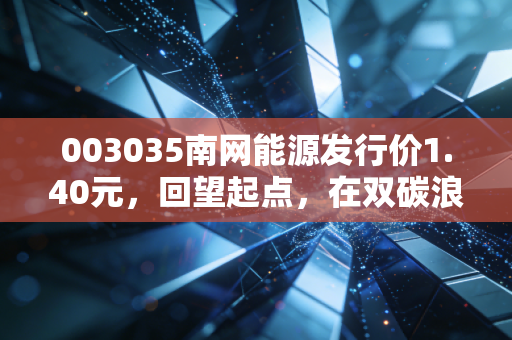 003035南网能源发行价1.40元，回望起点，在双碳浪潮中寻找真正的价值锚点