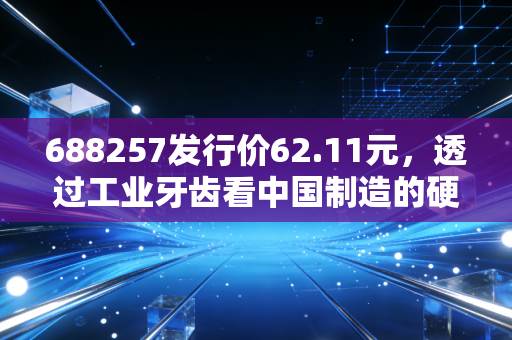 688257发行价62.11元，透过工业牙齿看中国制造的硬核突围