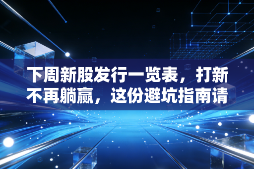 下周新股发行一览表,打新不再躺赢,这份避坑指南请收好