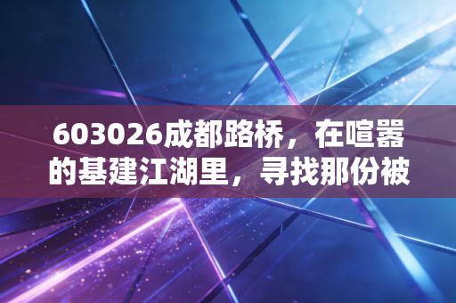 603026成都路桥,在喧嚣的基建江湖里,寻找那份被低估的确定性