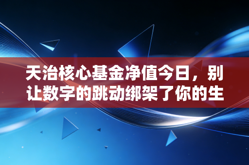 天治核心基金净值今日，别让数字的跳动绑架了你的生活，聊聊我们到底在赚什么钱