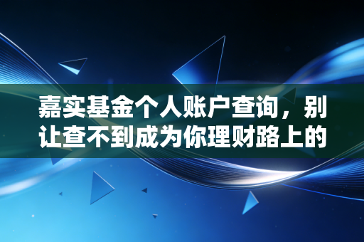 嘉实基金个人账户查询，别让查不到成为你理财路上的绊脚石