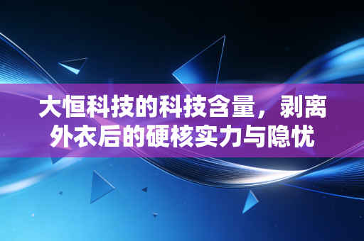大恒科技的科技含量，剥离外衣后的硬核实力与隐忧