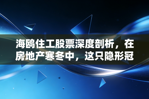 海鸥住工股票深度剖析，在房地产寒冬中，这只隐形冠军还能飞多高？
