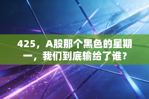 425，A股那个黑色的星期一，我们到底输给了谁？