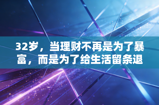 32岁，当理财不再是为了暴富，而是为了给生活留条退路