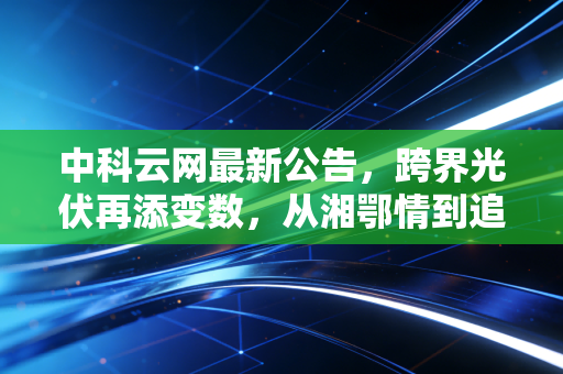 中科云网最新公告，跨界光伏再添变数，从湘鄂情到追光者，这出A股变形记到底还要演多久？