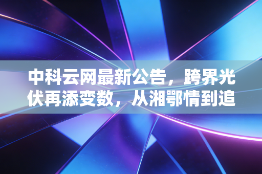 中科云网最新公告，跨界光伏再添变数，从湘鄂情到追光者，这出A股变形记到底还要演多久？