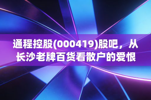 通程控股(000419)股吧，从长沙老牌百货看散户的爱恨情仇与价值投资的真相