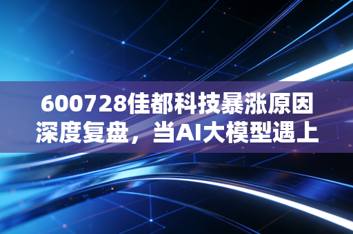 600728佳都科技暴涨原因深度复盘，当AI大模型遇上智慧城市，这波行情仅仅是情绪宣泄吗？