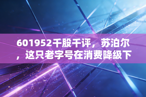 601952千股千评，苏泊尔，这只老字号在消费降级下还能打吗？我的深度思考与实战复盘
