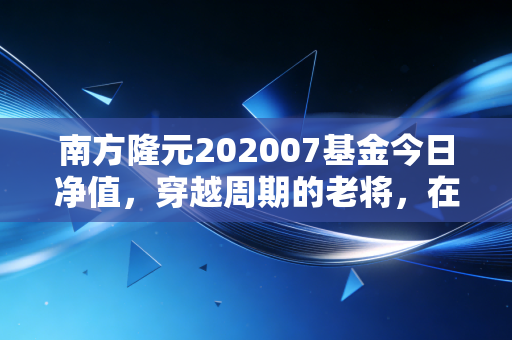 南方隆元202007基金今日净值，穿越周期的老将，在震荡中寻找定力