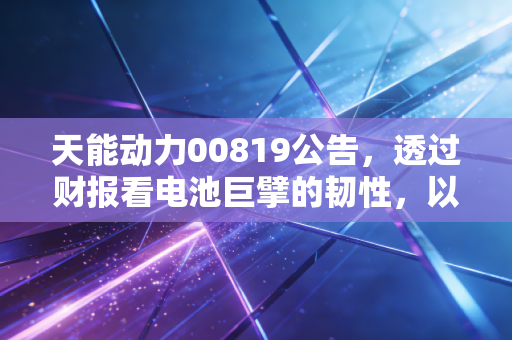 天能动力00819公告，透过财报看电池巨擘的韧性，以及在绿色浪潮下的新野心