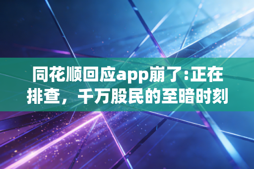 同花顺回应app崩了:正在排查，千万股民的至暗时刻与金融科技的信任大考