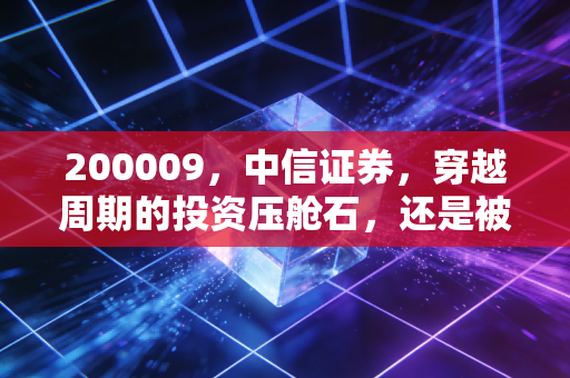 200009，中信证券，穿越周期的投资压舱石，还是被低估的牛市旗手？