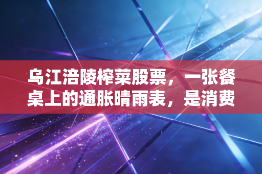 乌江涪陵榨菜股票，一张餐桌上的通胀晴雨表，是消费降级的赢家还是高估值的陷阱？