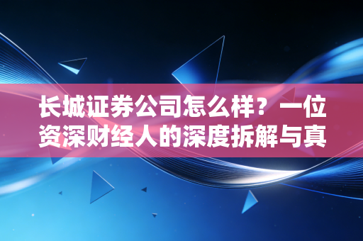 长城证券公司怎么样？一位资深财经人的深度拆解与真实体验