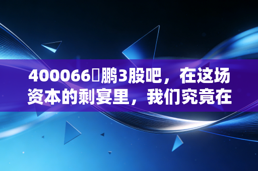 400066鹍鹏3股吧，在这场资本的剩宴里，我们究竟在期待什么？