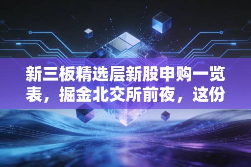 新三板精选层新股申购一览表，掘金北交所前夜，这份藏宝图你真的看懂了吗？