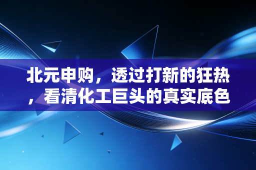 北元申购,透过打新的狂热,看清化工巨头的真实底色